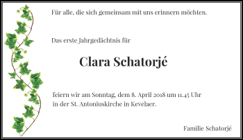Traueranzeige von Clara Schatorjé von Rheinische Post