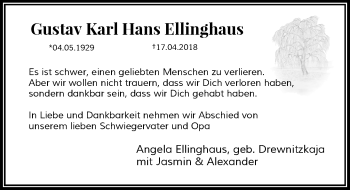 Traueranzeige von Gustav Karl Hans Ellinghaus von Rheinische Post