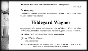 Traueranzeige von Hildegard Wagner von Rheinische Post