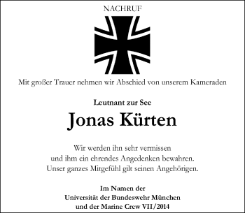 Traueranzeige von Jonas Kürten von Rheinische Post