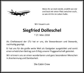 Traueranzeige von Siegfried Dolleschel von Rheinische Post
