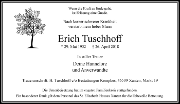Traueranzeige von Erich Tuschhoff von Rheinische Post