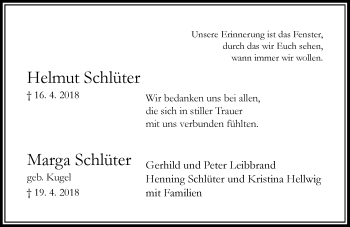 Traueranzeige von Marga und Helmut Schlüter von Rheinische Post