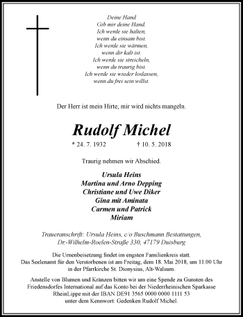 Traueranzeige von Rudolf Michel von Rheinische Post