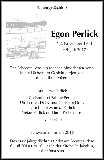 Traueranzeige von Egon Perlick von Rheinische Post