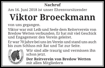 Traueranzeige von Viktor Broeckmann von Rheinische Post