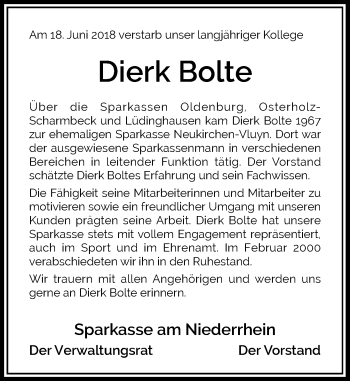 Traueranzeige von Dierk Bolte von Rheinische Post