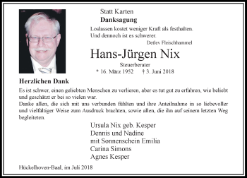 Traueranzeige von Hans-Jürgen Nix von Rheinische Post