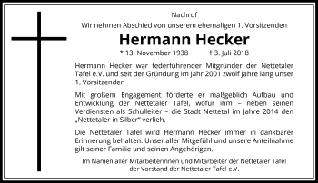 Traueranzeige von Hermann Hecker von Rheinische Post