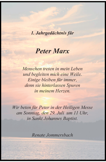 Traueranzeige von Peter Marx von Rheinische Post