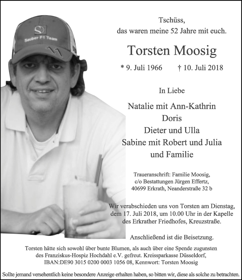  Traueranzeige für Torsten Moosig vom 14.07.2018 aus Rheinische Post