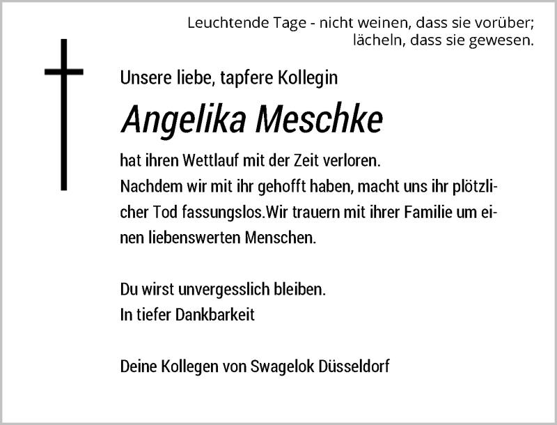  Traueranzeige für Angelika Meschke vom 14.08.2018 aus Rheinische Post