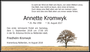 Traueranzeige von Annette Kromwyk von Rheinische Post