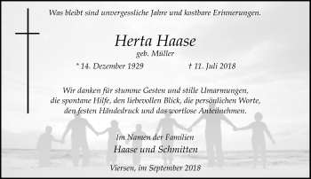 Traueranzeige von Herta Haase von Rheinische Post