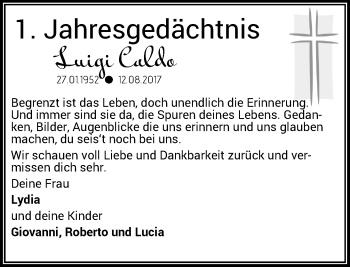 Traueranzeige von Luigi Caldo von Rheinische Post