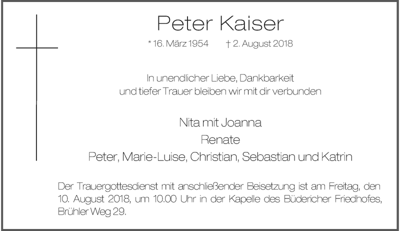 Alle Traueranzeigen Peter Kaiser trauer.rp-online.de