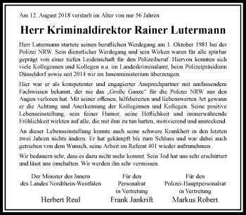 Traueranzeige von Rainer Lutermann von Rheinische Post