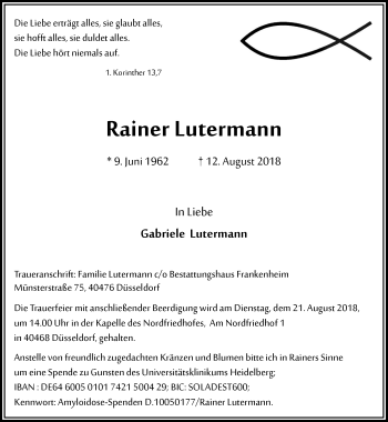 Traueranzeige von Rainer Lutermann von Rheinische Post
