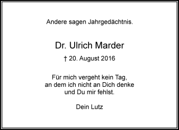 Traueranzeige von Ulrich Marder von Rheinische Post