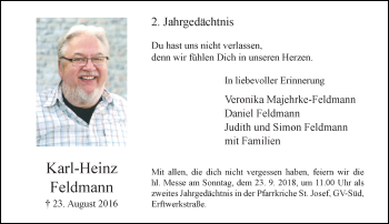 Traueranzeige von Karl-Heinz Feldmann von Rheinische Post