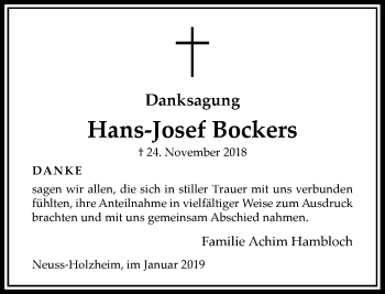 Traueranzeige von Hans-Josef Bockers von Rheinische Post