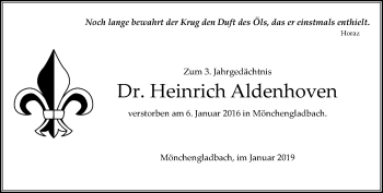 Traueranzeige von Heinrich Aldenhoven von Rheinische Post