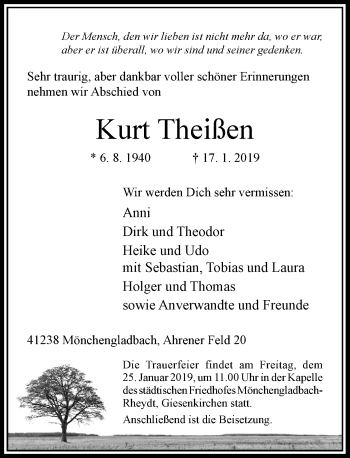 Traueranzeige von Kurt Theißen von Rheinische Post