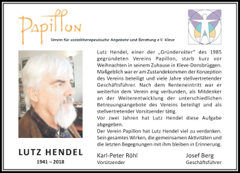 Traueranzeige von Lutz Hendel von Rheinische Post