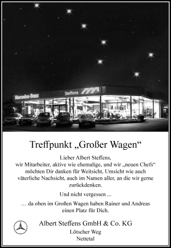 Traueranzeige von Albert Steffens von Rheinische Post