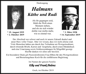 Traueranzeige von Käthe und Rudi  von Rheinische Post