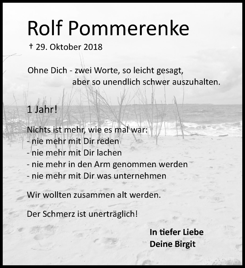  Traueranzeige für Rolf Pommerenke vom 29.10.2019 aus Rheinische Post