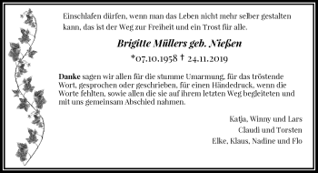 Traueranzeige von Brigitte Müllers von Rheinische Post