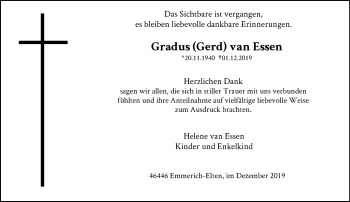 Traueranzeige von Gradus Gerd van Essen von Rheinische Post