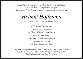 Traueranzeige von Helmut Hoffmann von Rheinische Post