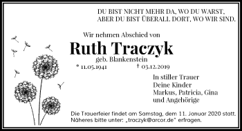 Traueranzeige von Ruth Traczyk von Rheinische Post