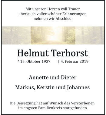 Traueranzeige von Helmut Terhorst von Rheinische Post
