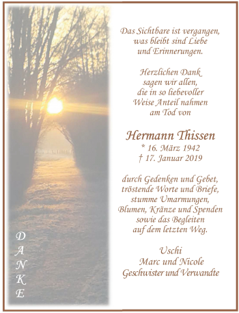 Traueranzeige von Hermann Thissen von Rheinische Post