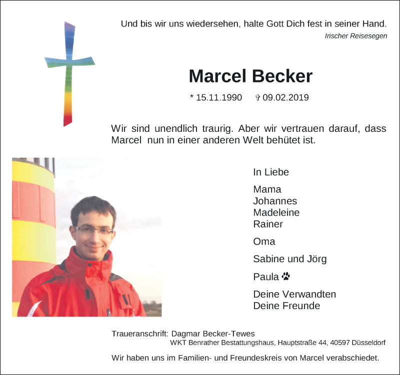  Traueranzeige für Marcel Becker vom 23.02.2019 aus Rheinische Post