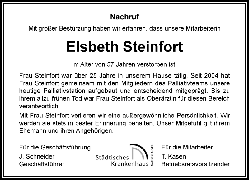  Traueranzeige für Elsbeth Steinfort vom 09.03.2019 aus Rheinische Post