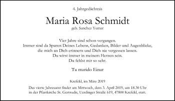 Traueranzeige von Maria Rosa Schmidt von Rheinische Post