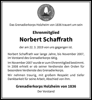 Traueranzeige von Norbert Schaffrath von Rheinische Post