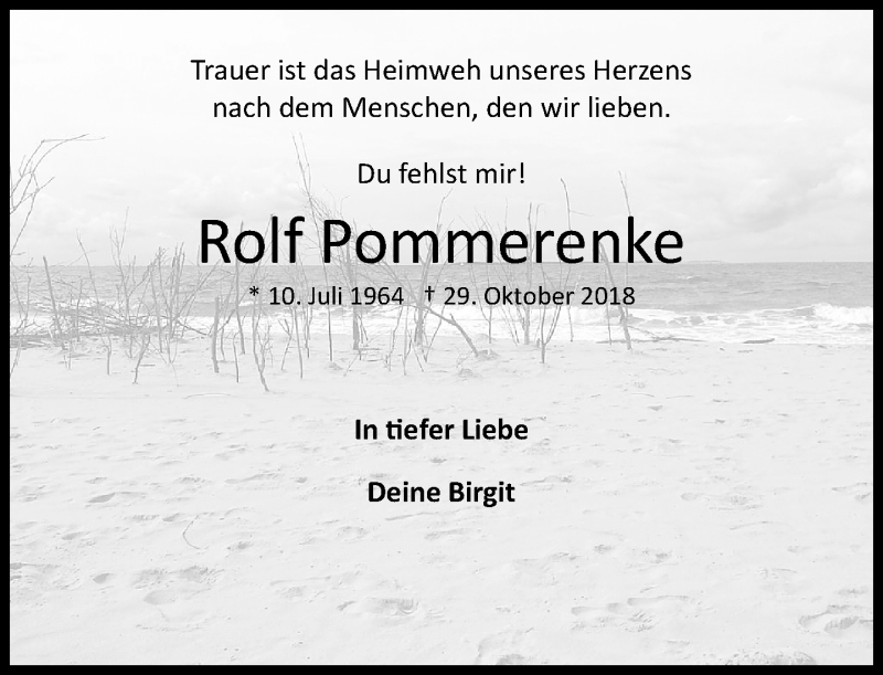  Traueranzeige für Rolf Pommerenke vom 29.04.2019 aus Rheinische Post