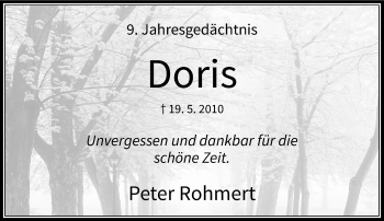 Traueranzeige von Doris  von Rheinische Post