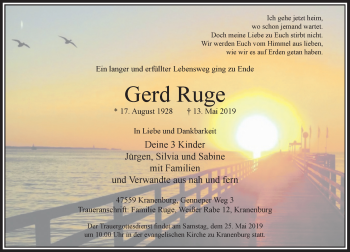 Traueranzeige von Gerd Ruge von Rheinische Post