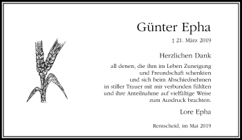 Traueranzeige von Günter Epha von Rheinische Post