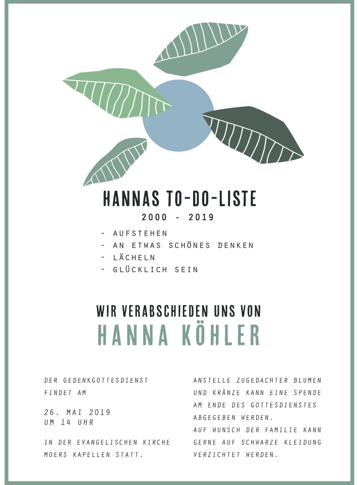  Traueranzeige für Hanna Köhler vom 18.05.2019 aus Rheinische Post
