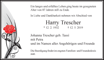 Traueranzeige von Harry Trescher von Rheinische Post
