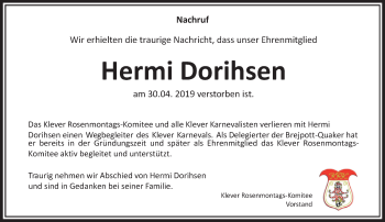 Traueranzeige von Hermi Dorihsen von Rheinische Post