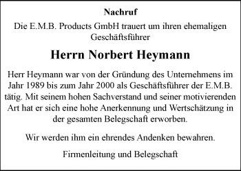 Traueranzeige von Norbert Heymann von Rheinische Post