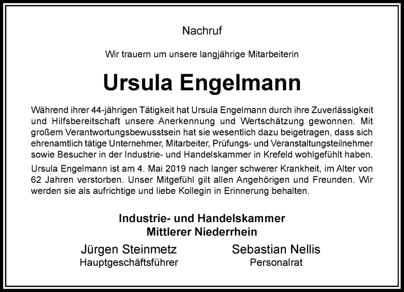 Alle Traueranzeigen für Ursula Engelmann